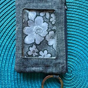 Vera Bradley Gray Heather ID Holder with Key Ring